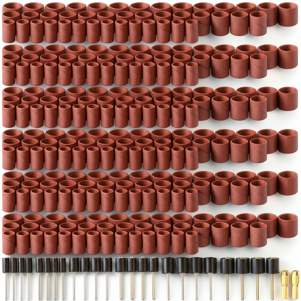 Rotary sanding bands and drum mandrels