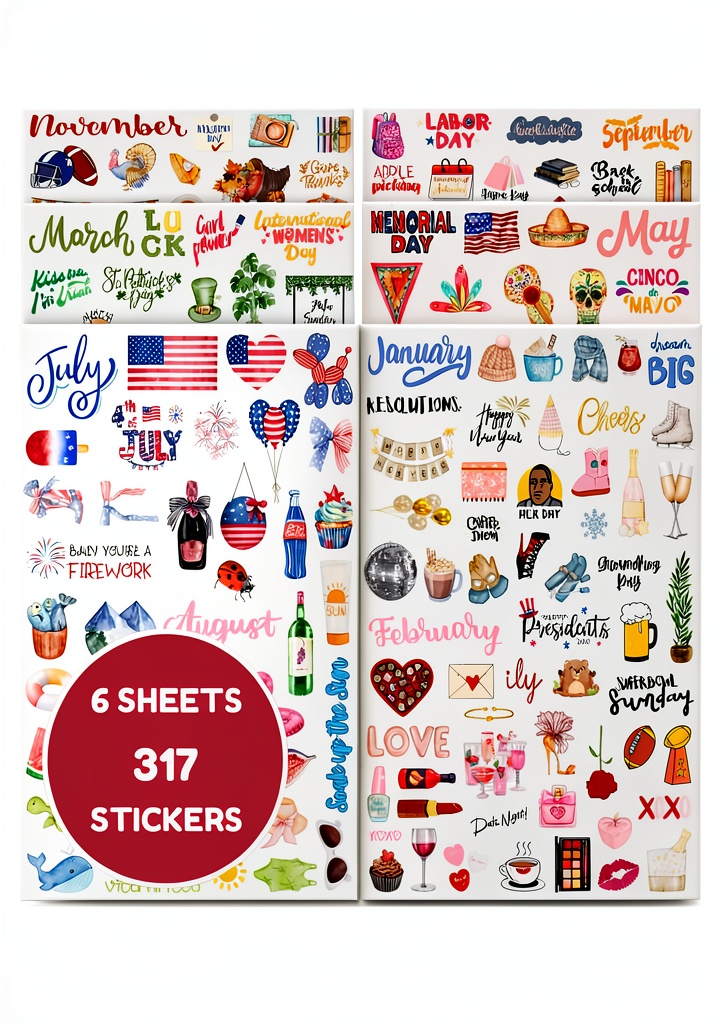 Installing TriluckyDeco Planner Stickers Set on a wooden desk