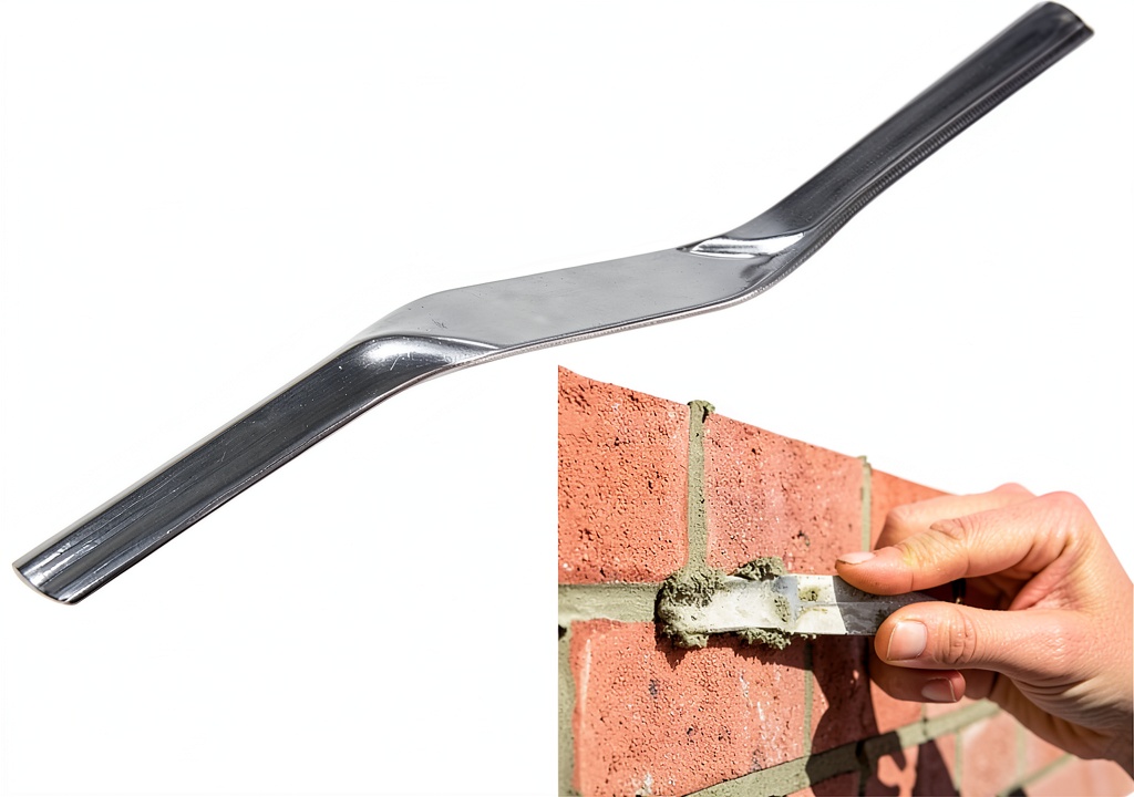 LSGZJZY Dual‑Ended Mud Scraper being used on a brick veneer wall