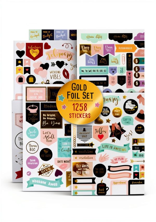 ZICOTO Waterproof Planner Stickers Gold Foil 1250-0