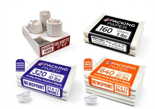 Packing Paper 13x12 White Newsprint Sheets 100 Count Purple Papers-1