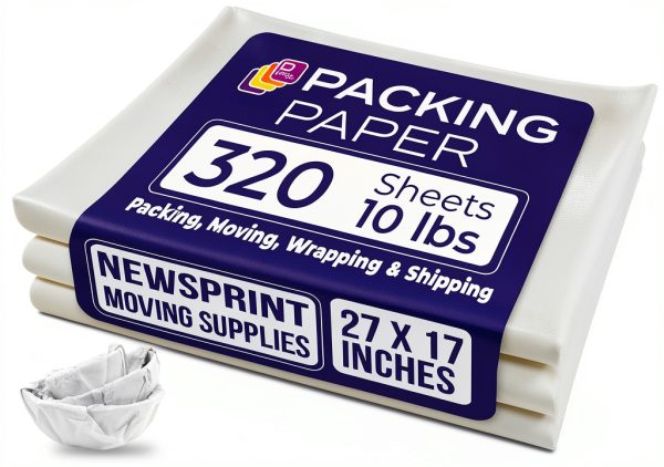 Purple Papers White Bulk Packing Paper | 320 sheets | 27" x 17" | 10 lb | Sheets for Moving - Newsprint Paper - Must Have in Your Moving Supplies | Newsprint Papers | Packaging Paper-0